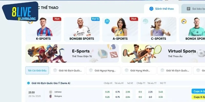 Tổng quan về sân chơi thể thao 8LIVE